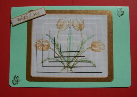 Art Nouveau Tulip on Plaid Pyramid Sheet by Susan Hopkins