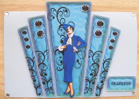 Deco Lady in Blue with Glass Panels by Susan Hopkins