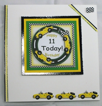 Yellow Racing Car 11 Today Decoupage 3D Ring Sheet by Susan James