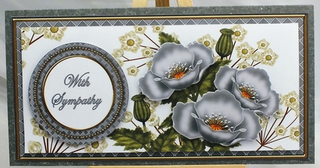 Silver Poppies in Sympathy Dl Decoupage Topper by Susan James