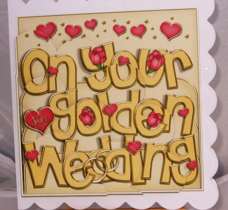 Golden Wedding Anniversary Shell Edged Corner side stacker by Susan James