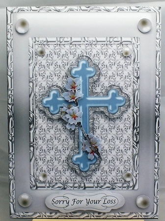 Sympathy Blue Cross in silver frame by Susan James