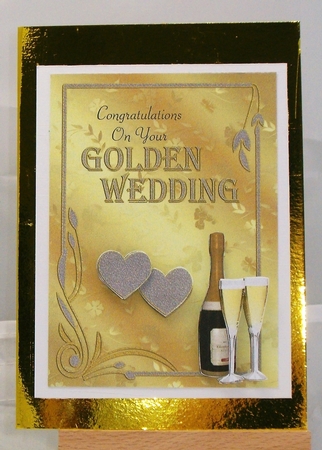 Champagne and Hearts 50TH Anniversary Card by Susan James