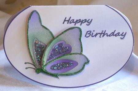 Purple Butterfly Birthday Wobble Card by Susan James