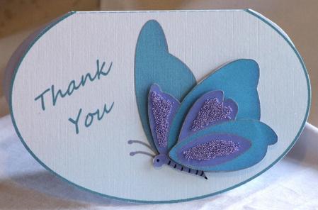 Blue Butterfly Thank You Wobble Card by Susan James