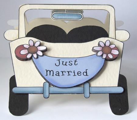 Just Married Wedding Car Shaped Card by Susan James