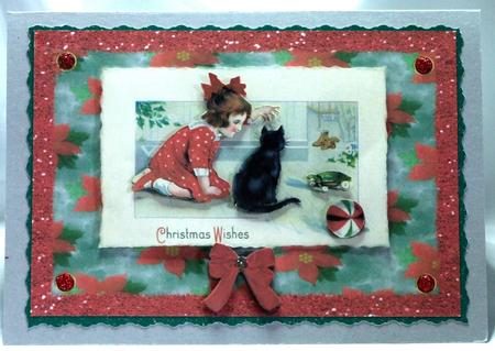 1920's Girl and Cat A4 Christmas Card Sheet 1 by Susan James