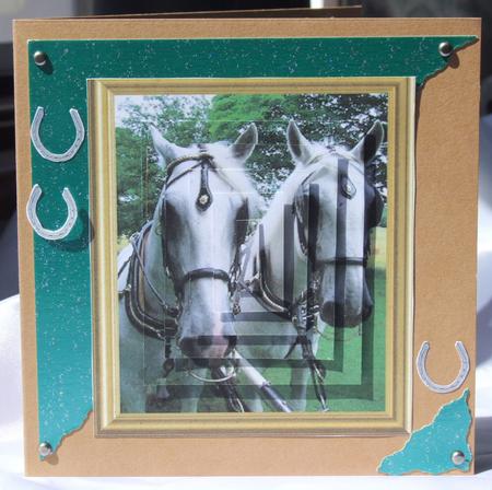 White Horse Pair in Full Harness Pyramid by Susan James