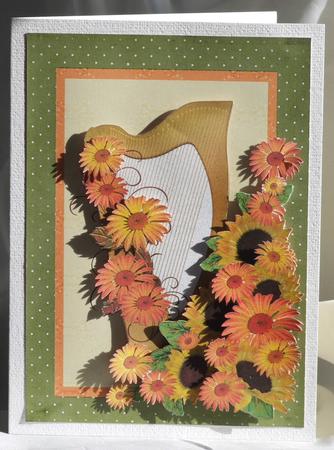 Bright Sunflower A5 Card Front with Decoupage by Susan James
