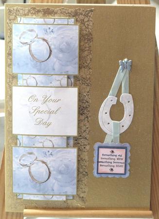 2 Wedding Rings & White Pearls 3 Panel Fold Back by Susan James