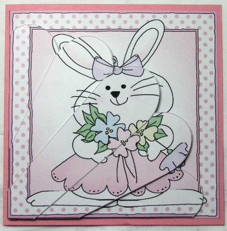 Little Bunny Quick Card with Fan Pyramage Topper by Susan James