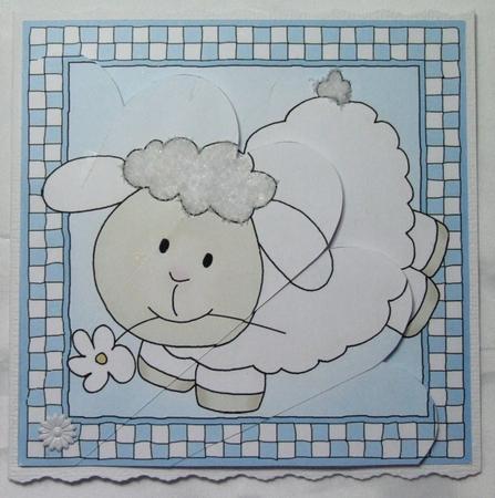 Little Lamb Quick Card with Fan Pyramage Topper by Susan James