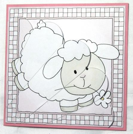 Little Lamb Quick Card with Fan Pyramage Topper by Susan James