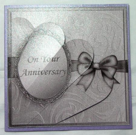 Wedding Anniversary Quick Card with Fan Pyramage Topper by Susan James