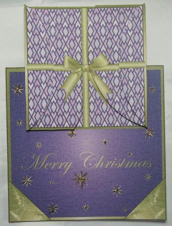 Christmas Present Vertical Fold Back Purple by Susan James