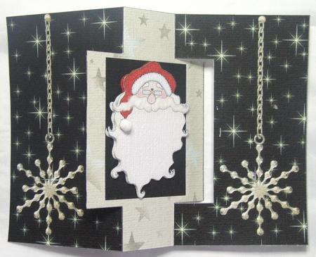 Santa on Black with Stars - Swing Card by Susan James