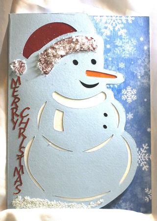 OVER THE EDGE SNOWMAN CHRISTMAS CARD by Susan James