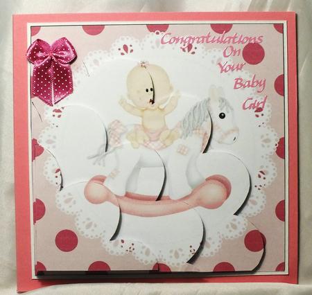 Baby Girl Rocking Horse Shell Edged Corner Stacker by Susan James