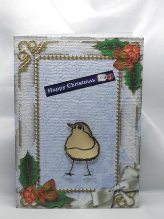 Blue Church Holly Plain 7x5inch Folded Card by Susan James