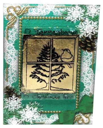 Candle Duo Snow Plain 7x5inch Folded Card by Susan James