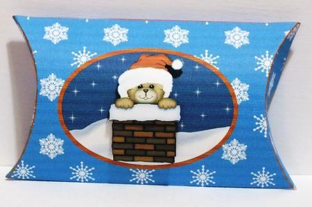 Chimney Teddy Blue Pillow Box by Susan James