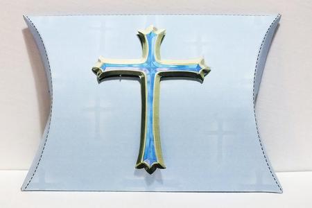 Blue Christening Cross Pillow Box by Susan James