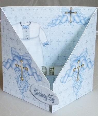 Crisscross Gate Fold Boy Christening by Susan James