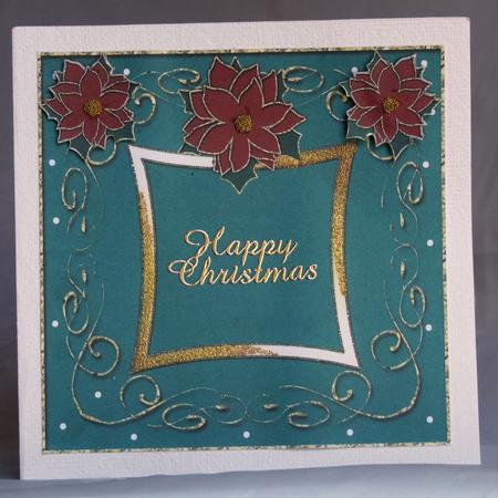 Poinsettia on Swirly Frame Card Front 1 by Susan James