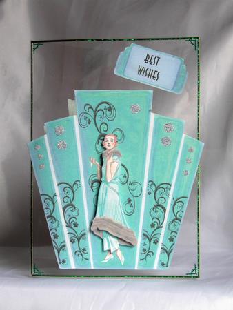 Art Deco Glass Panels with Elegant Lady by Susan James