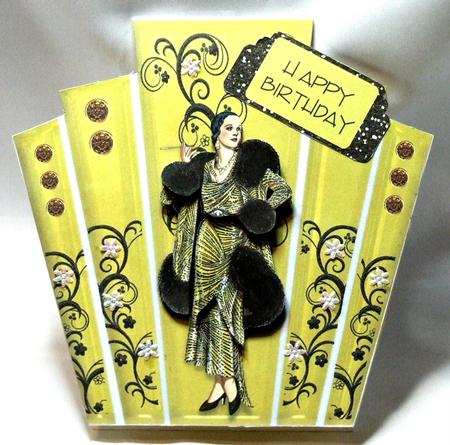 Art Deco Gold Panels with Elegant Lady by Susan James