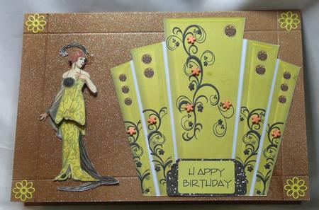 Deco Gold Panels with Elegant Lady by Susan James