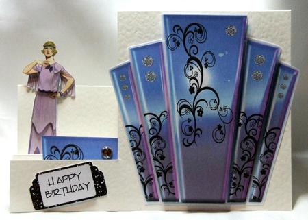 Art Deco Metallic Panels with Lady in Lilac by Susan James