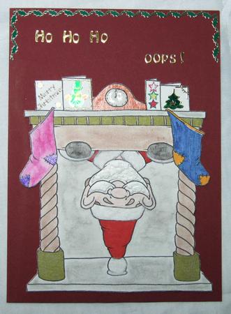 Santa Doodles Down the Chimney Digital Stamp by Susan James