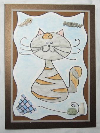 Funky Cat in Wavy Frame Large Digital Stamp by Susan James