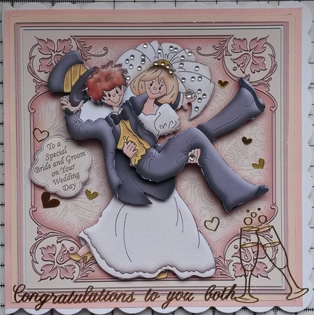 Whimsey Wedding Bride Carrying Groom Decoupage by Susan Lamb