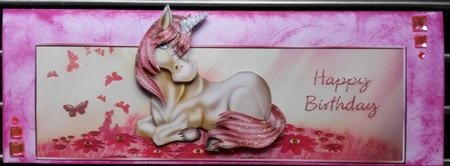 Pink Haired Unicorn Over the Top Large Card by Susan Lamb