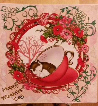 Kitty in a Teacup Floral by Susan Lamb