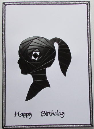 Silhouette of Young Girl Iris Folding Pattern by Susan Lamb