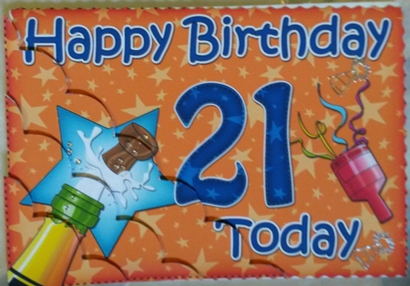 5x7 21st Birthday Champagne Scallop Corner by Susan Lamb