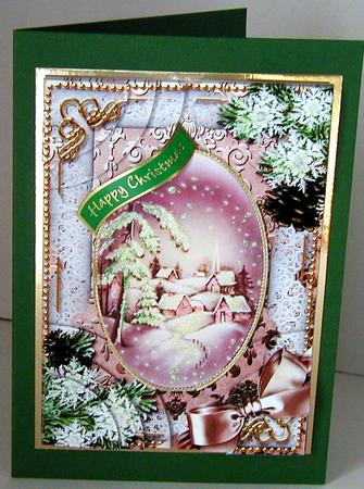 Snowy Village Snow 7x5inch All 4 Corner Stacker Card Front by Susan Lanceley