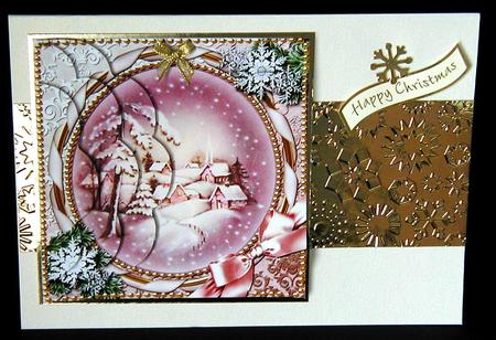 Snowy Town Snow 5in Side by Side Round Scallop Stacker by Susan Lanceley