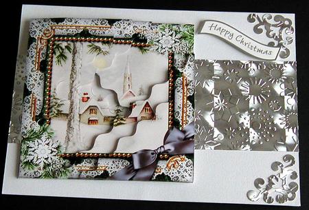 Winter Pub Snow 5in Scallop Triangle Corner Stacker by Susan Lanceley