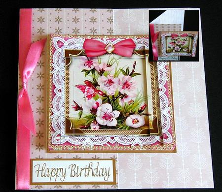 Lace Blossoms Spiral Edge Stacker Card Front by Susan Lanceley