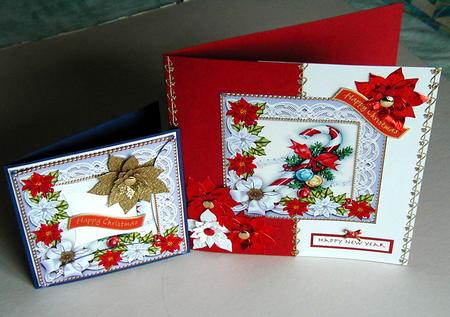 Christmas Candycane Poinsettia 5in Spiral Round Stacker by Susan Lanceley