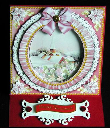Pink Church Ruffle Shaker Frame with Base by Susan Lanceley