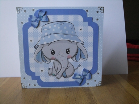 5 cute elephants  in Check border frames  8x8 card fronts mini kit by Susan Lapornik