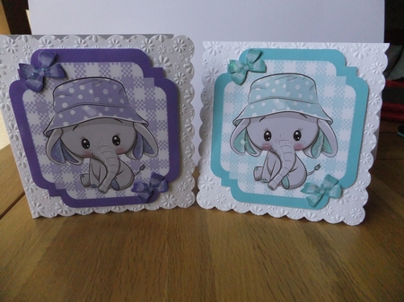 5 cute elephants  in Check border frames  8x8 card fronts mini kit by Susan Lapornik