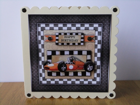 300dpi 6 x 6 in Topper & decoupage - male Birthday Racing Car - Dad/Brother/Son/Uncle by Susan Lapornik