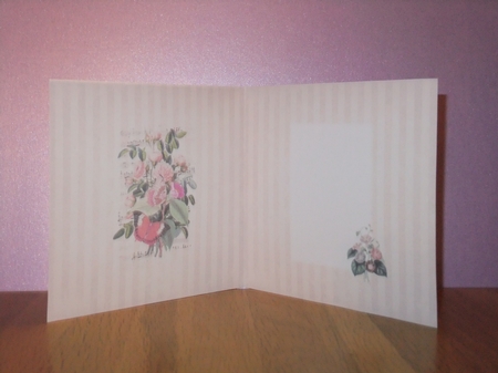 6 x 6 Card Insert Rose Ephemera on Peach Striped Background by Susan Lapornik