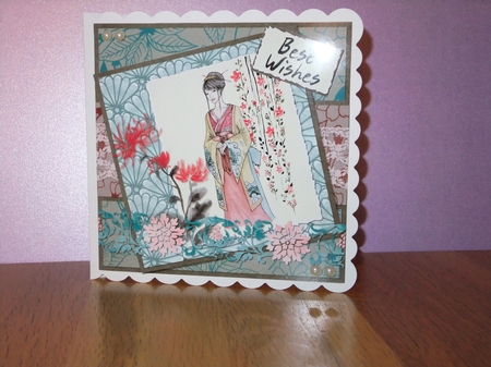 6 x 6 Card Front Japanese Lady with Toppers and Sentiments by Susan Lapornik
